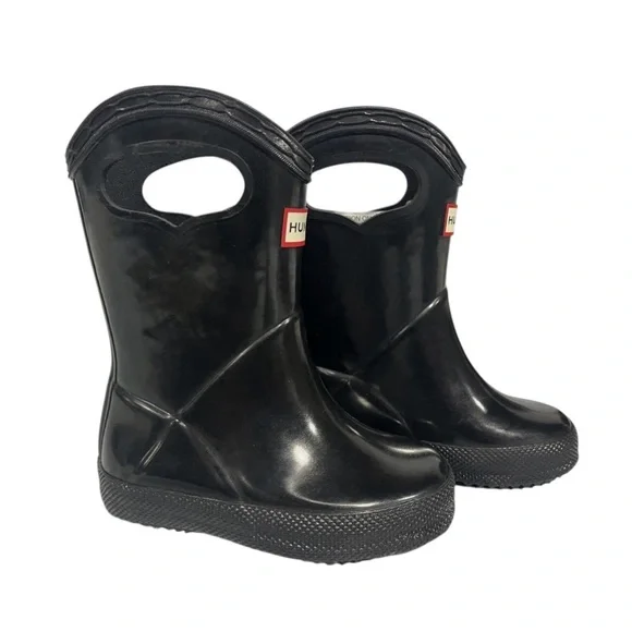 HUNTER Original First Classic Grab Handle Rain Boots | Kids | Black | Size US 5 - Picture 5 of 7